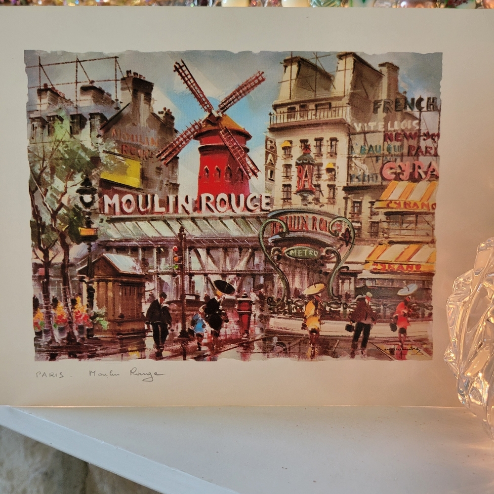 Moulin Rouge Art  Print ~ Parisian Street Scene ~ Paris ~ France ~ Colorful! - Picture 10 of 12